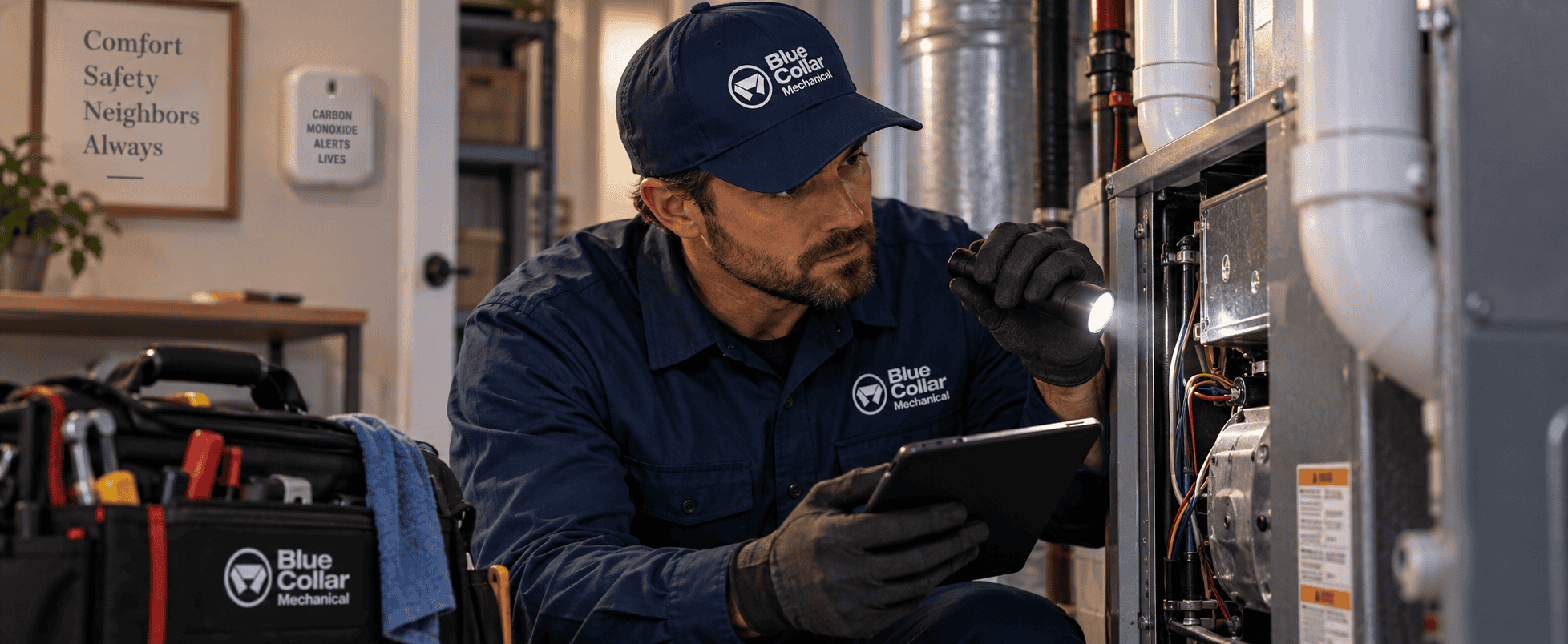 Blue Collar Mechanical technician serving Chicagoland families with HVAC service