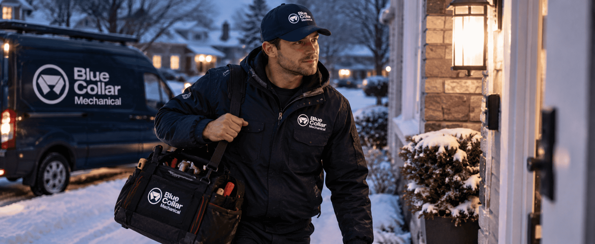 Blue Collar Mechanical technician responding to a service call
